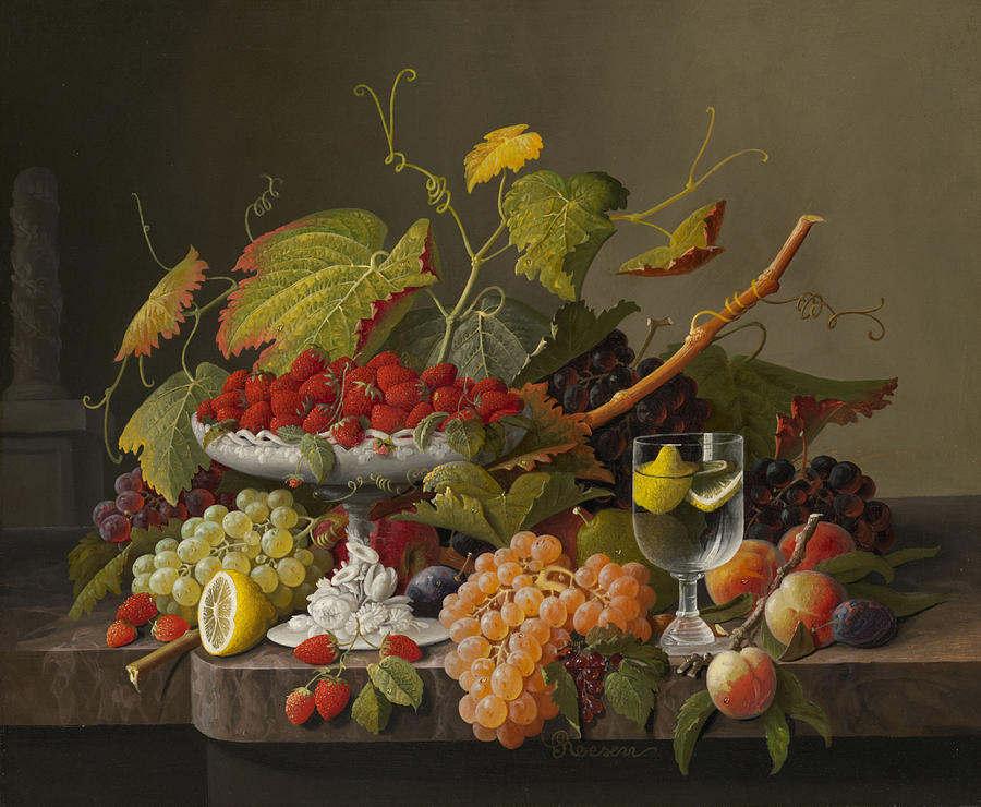 An Abundance of Fruit Painting by Severin Roesen