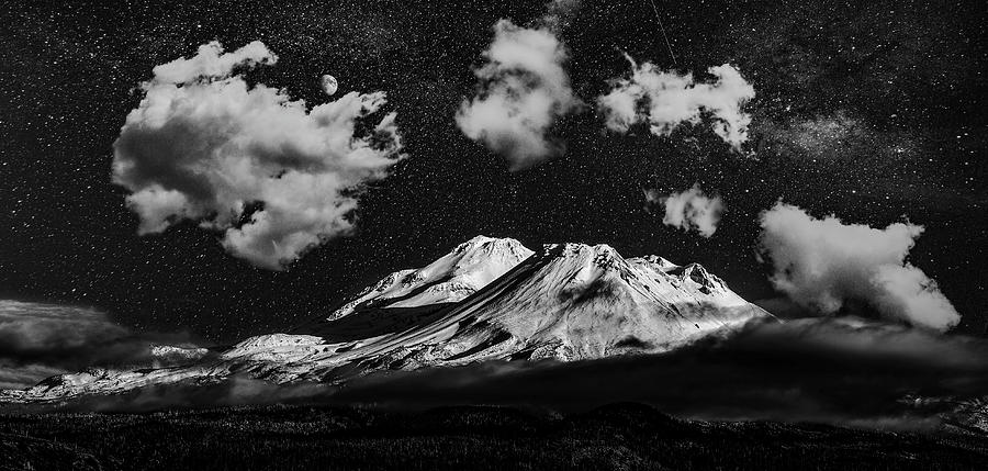 An Active Night Sky at Mount Shasta Photograph by Don Hoekwater Photography