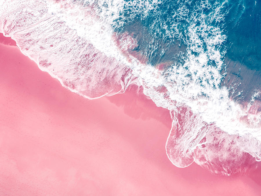 An Aerial View Of A Pink Sandy Beach In New South Wales, Australia Photograph