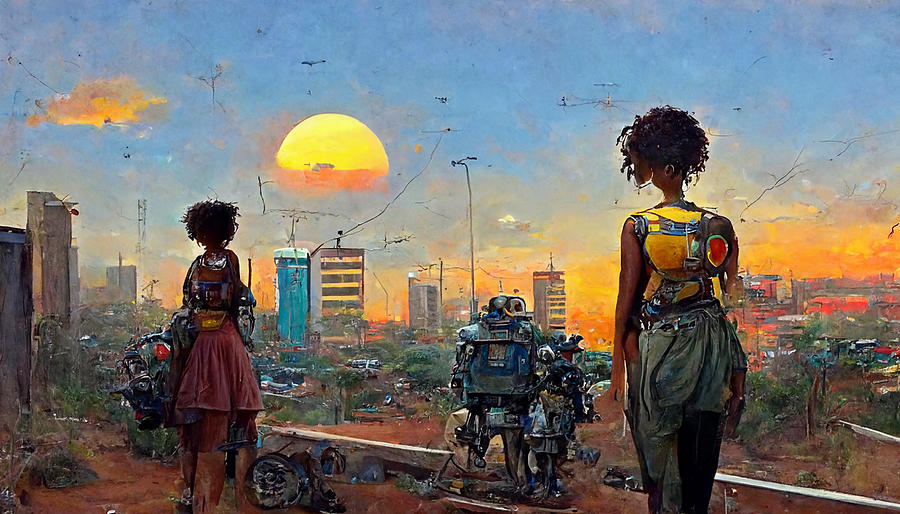 An  African  Female  Cyborgs  Adventure  In  A  Futuri  C39df1f0  88b1  8bfc  8856  E1c689a99885 Painting