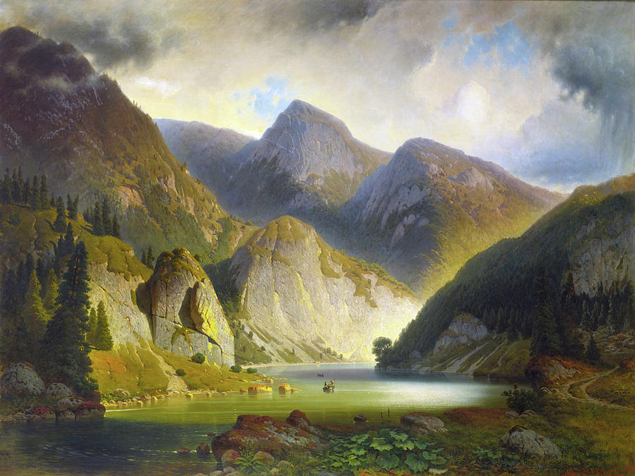 An Alpine Lake Painting by Aleksander Swierzewski | Fine Art America