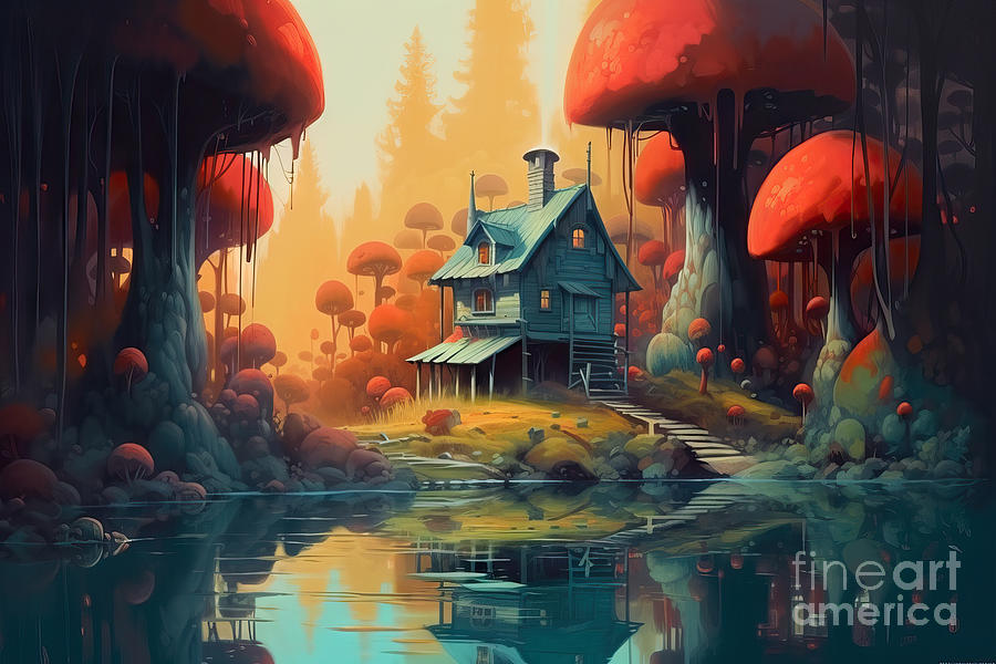 Fantasy Painting - An animated painting of house in the forest. by N Akkash