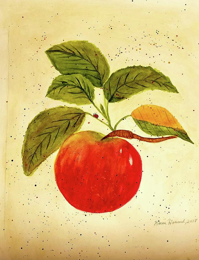 Ladybug Painting - An Apple A Day by Shady Lane Studios-Karen Howard
