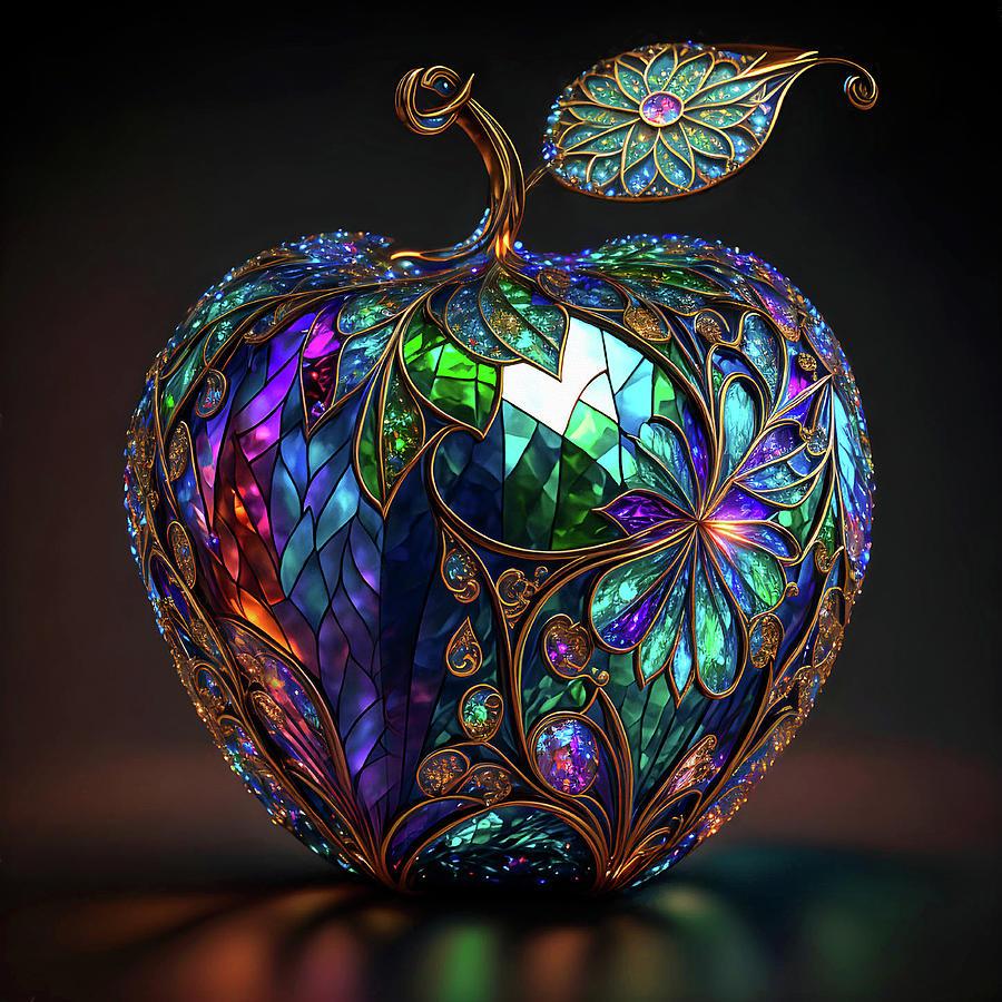 An Apple a Day - Stained Glass Digital Art by Peggy Collins