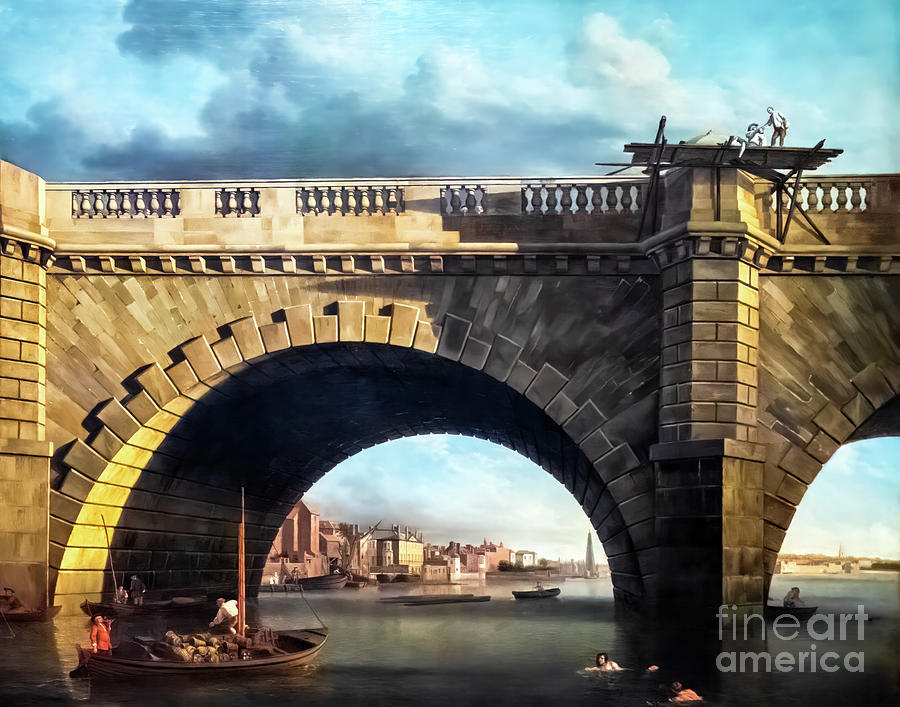 An Arch of Westminster Bridge by Samuel Scott 1750 Painting by Samuel Scott