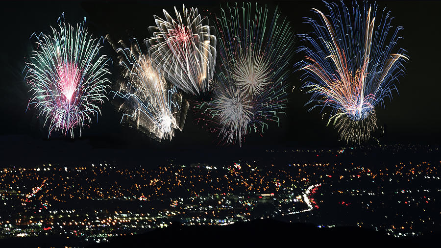 An Artistic view of July 4th Fireworks over City of San Jose Photograph by Amazing Action Photo Video