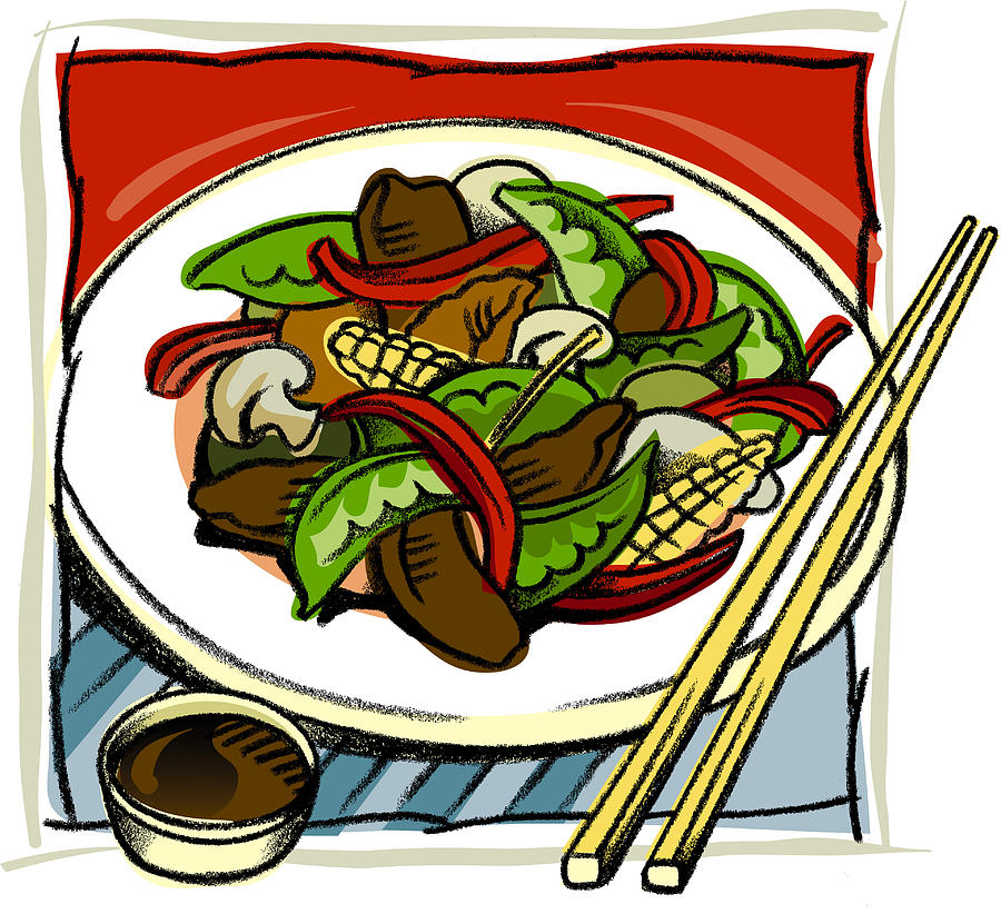An Asian stir fry dish Drawing by Spark Studio