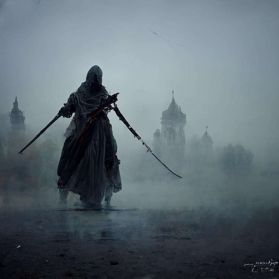 An Assassin With A Double Sword Coming Through The Fog Fine De A55625f7 ...