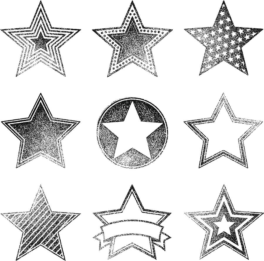 An assortment of different faded star designs Drawing by Ulimi