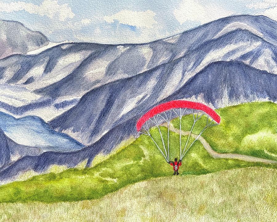 An Austrian Paraglider Painting by Kirsten Giving