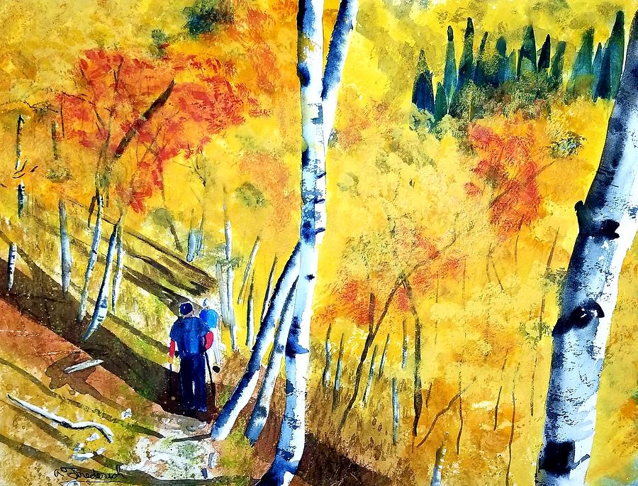 An Autumn Walk Painting by Ann Frederick