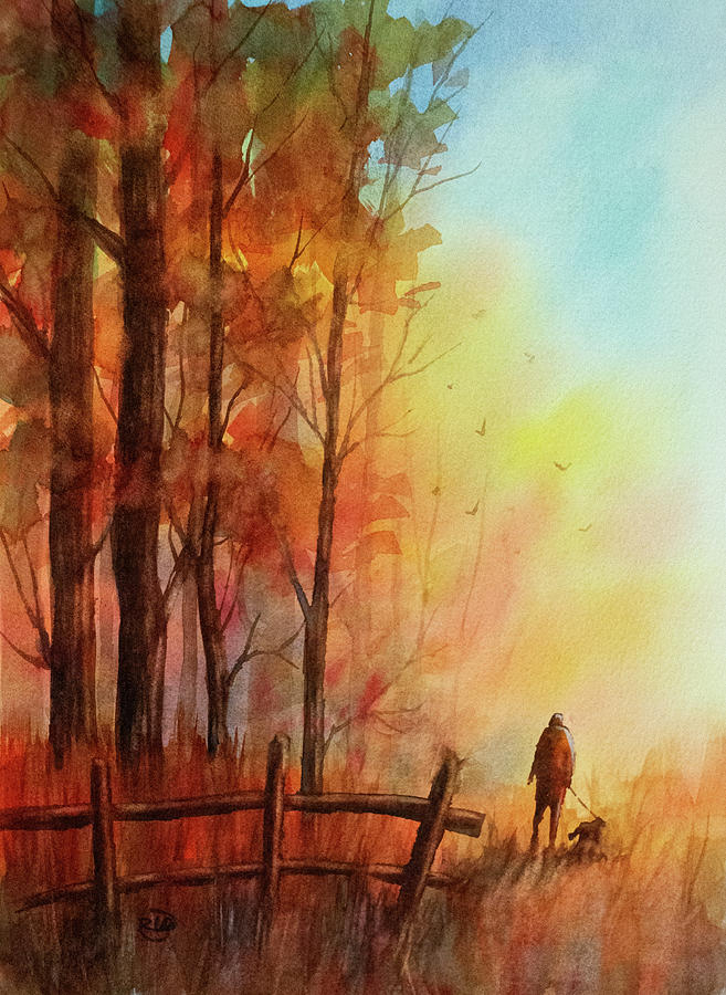 An Autumn Walk Painting by Rebecca Davis