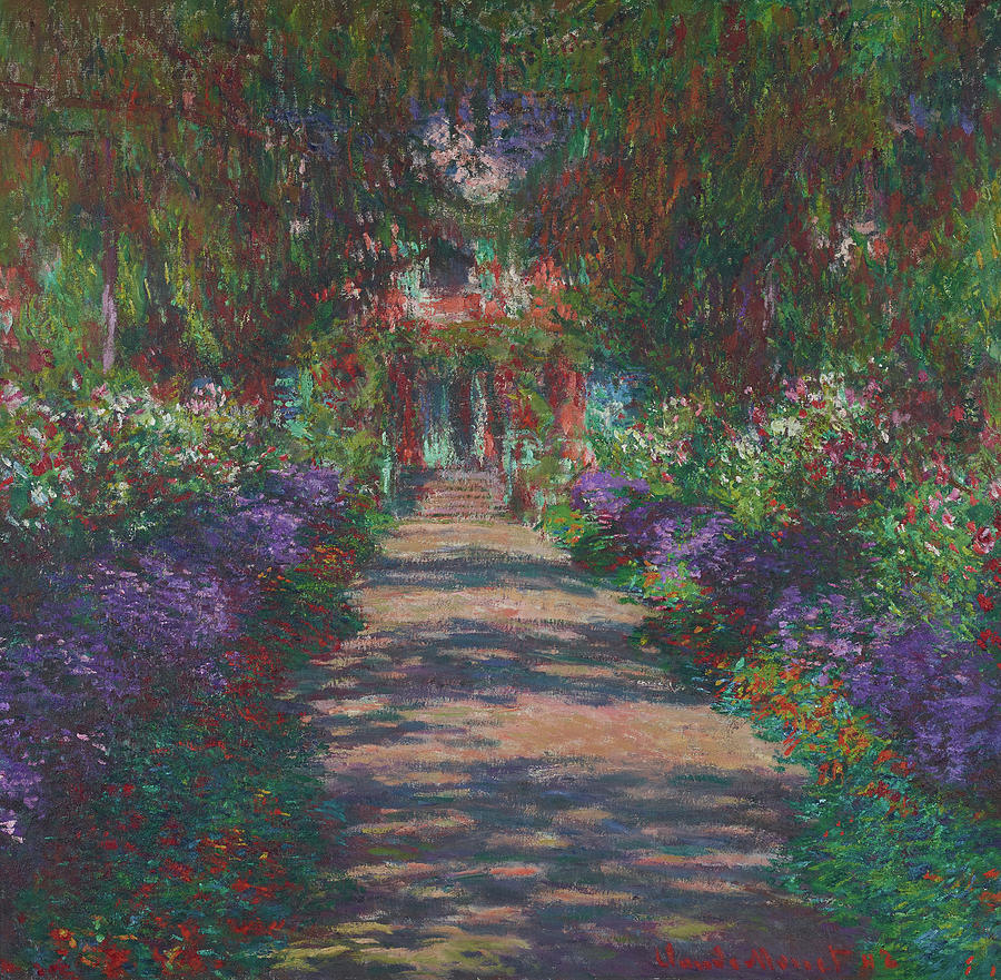 An Avenue in Monets Garden at Giverny Painting by Claude Monet