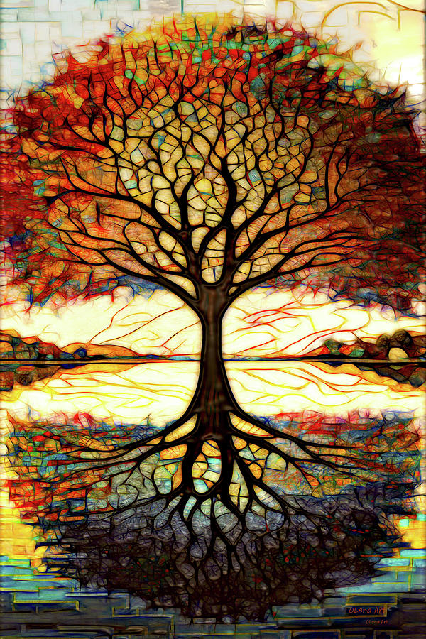 An earthly tree with branches in Heaven  Digital Art by Lena Owens - OLena Art Vibrant Palette Knife and Graphic Design