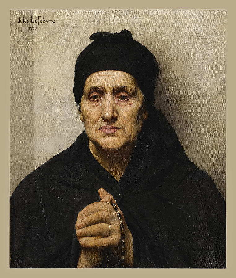 An elderly Greek Woman Painting by Jules Joseph Lefebvre