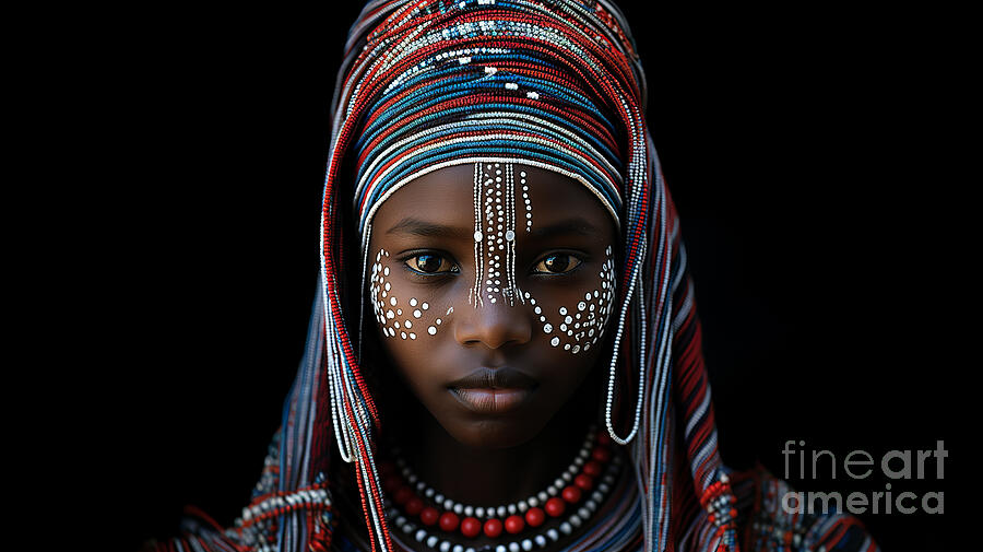 An elegant African girl in traditional dress Digital Art by Odon Czintos
