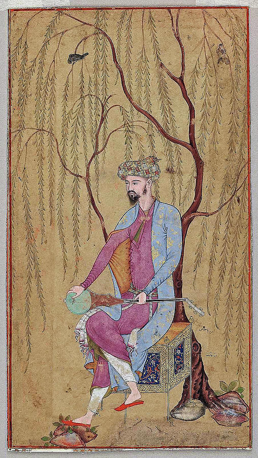 An Elegant Man Seated under a Willow Tree Aqa Riza  Painting by Artistic Rifki