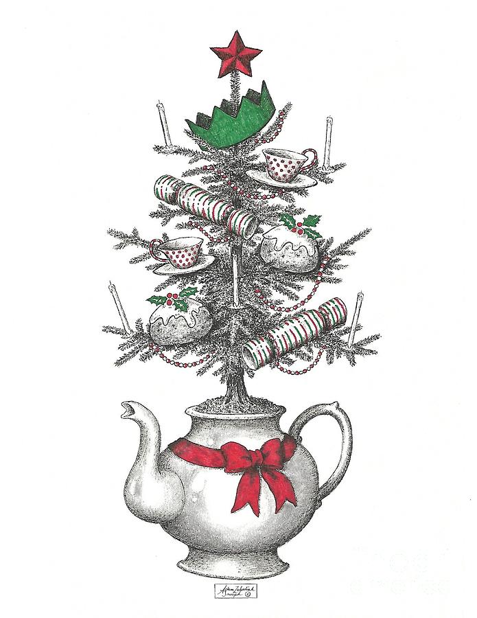 An English Christmas Tree Drawing