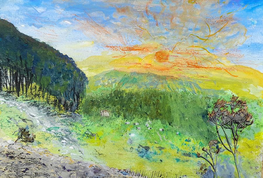 An English Landscape after Van Gogh Mixed Media by Nigel Radcliffe