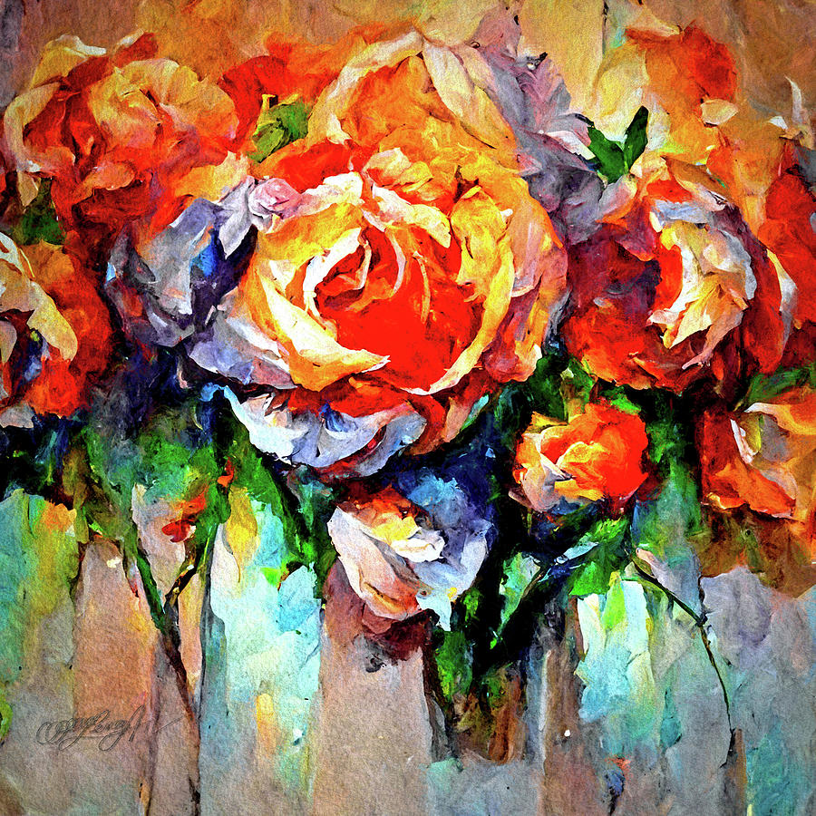An English Rose Imaginary World 3 Mixed Media by Lena Owens - OLena Art Vibrant Palette Knife and Graphic Design