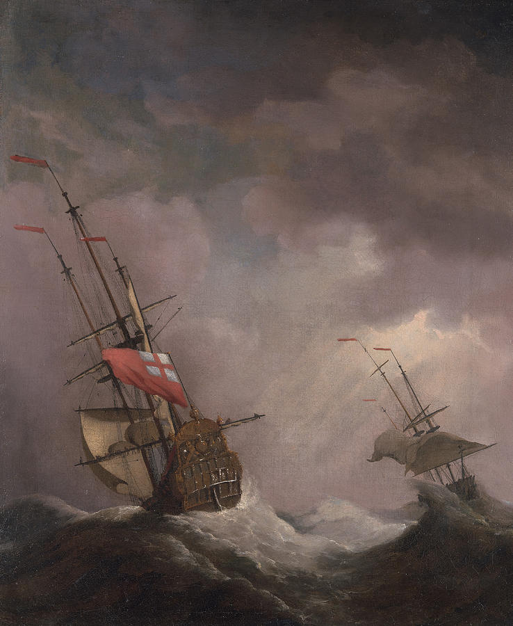 An English Ship at Sea Running In a Gale Painting by Willem van de Velde the Younger