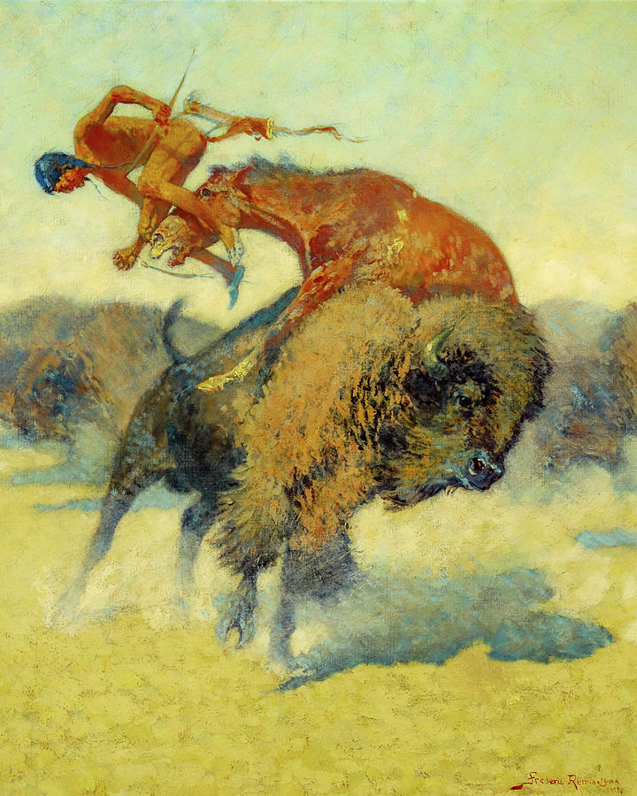 An Episode of the Buffalo Hunt Painting by Frederic Remington | Fine ...