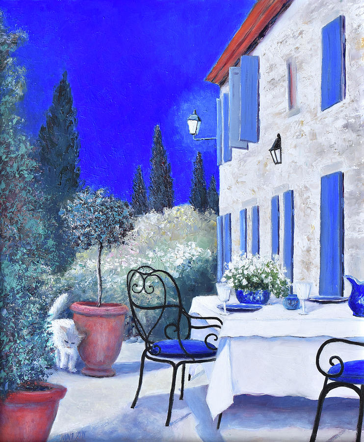 Provence Villa Painting - An Evening in Provence by Jan Matson