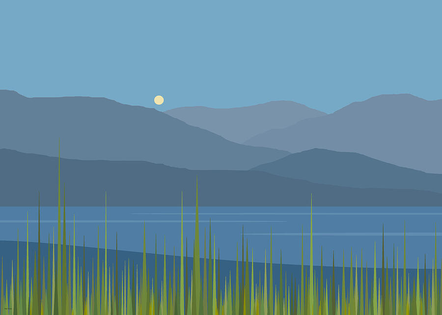 An Evening Moonrise Digital Art by Val Arie