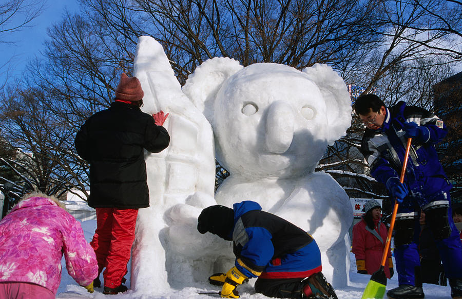An ice carving for the Sapporo Yuki Matsuri (snow festival), Sapporo Photograph by Oliver Strewe