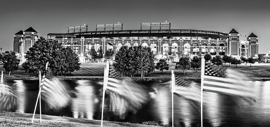 Black And White Photograph - An Icon Of Arlington Texas - Panorama - Black And White by Gregory Ballos