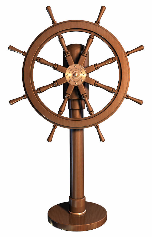 An illustration of a boat wheel made of wood Photograph by DSGpro