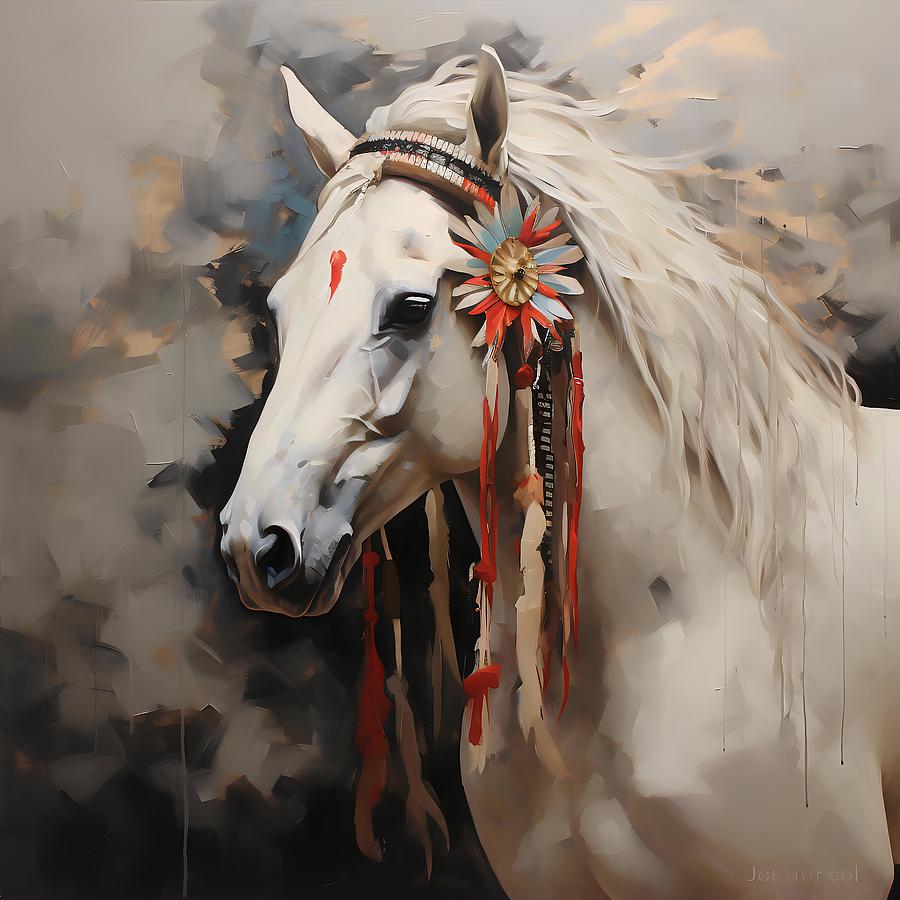 An Indian Horse With Feathers In The Hair 12 Digital Art by Owl Gallery ...