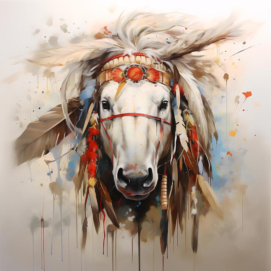 An Indian Horse With Feathers In The Hair 6 Digital Art by Owl Gallery ...