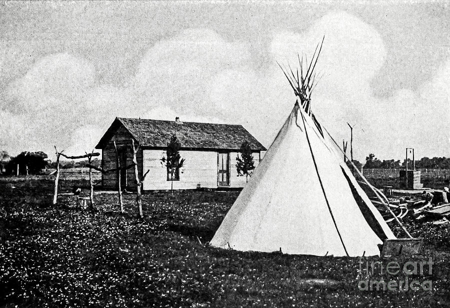 An Indian House and the Tepee in the Yard r4 Photograph by Historic Illustrations