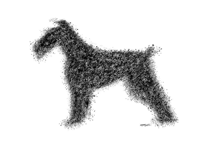 An Irish Terrier Painting in Black and White  Splatter 3x2 ratio Mixed Media by OLena Art