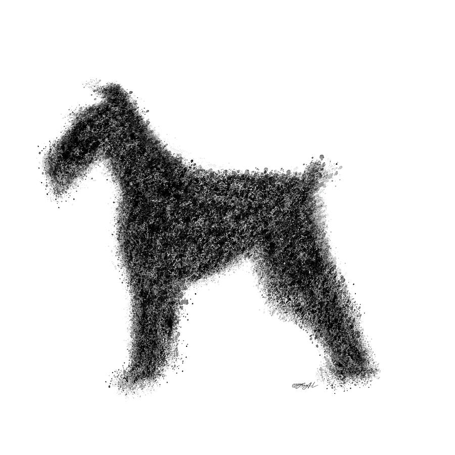 An Irish Terrier Painting in Black and White  Splatter Mixed Media by OLena Art