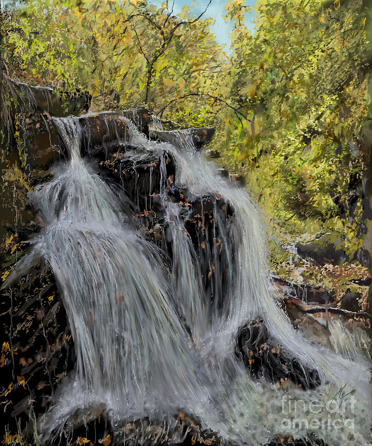 An Irish Waterfall Digital Art by Darren Cannell