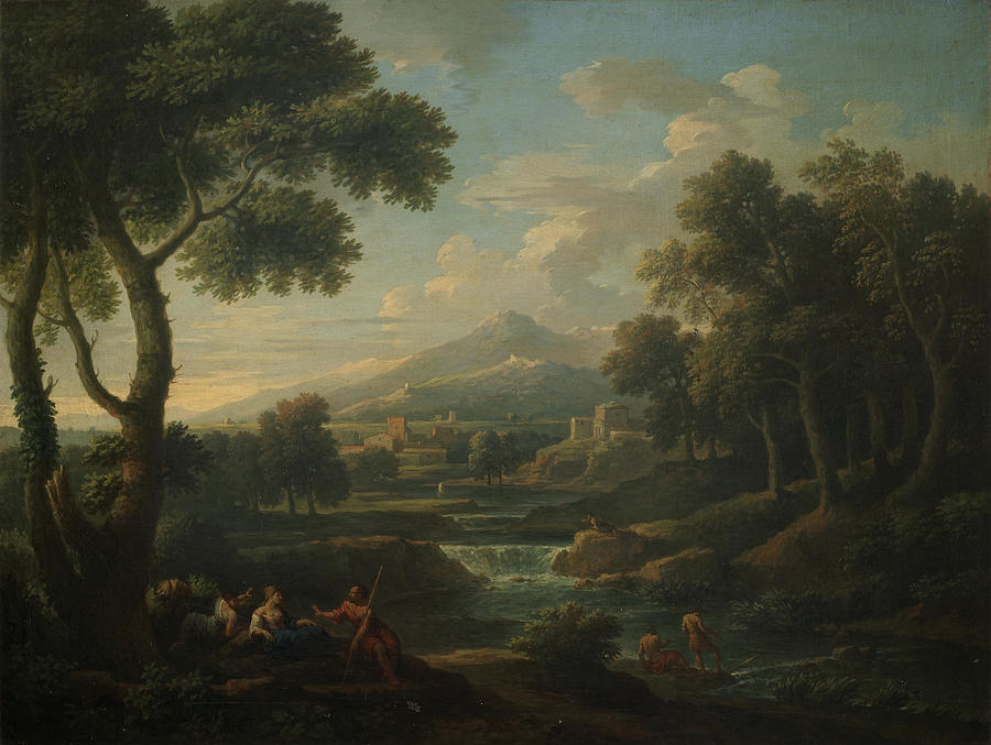 An Italianate landscape with figures resting by a river Painting by Jan ...