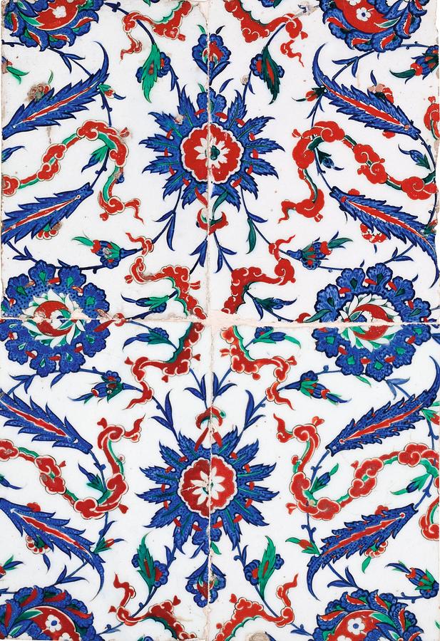 An Iznik Polychrome Pottery Tile Panel Turkey Circa Painting By