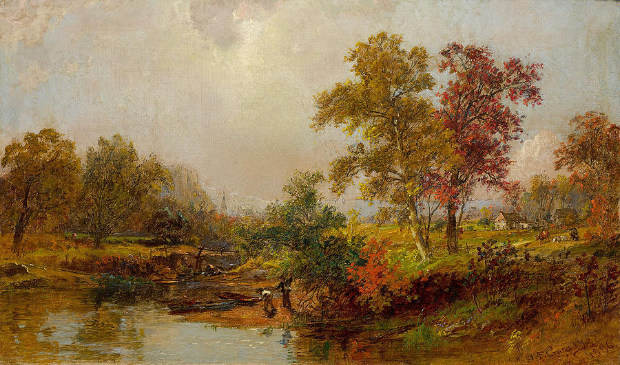 An October Day Painting by Jasper Francis Cropsey