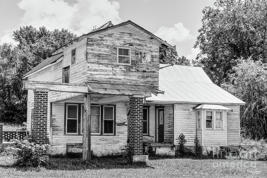An Old Gas Station House Grayscale Photograph by Jennifer White