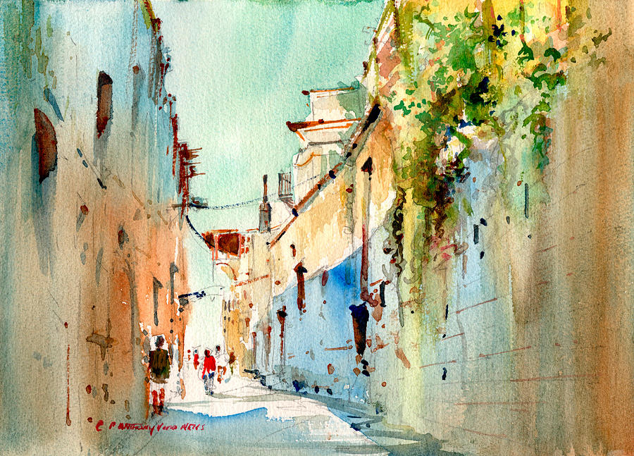 An Old Italian Street Painting by P Anthony Visco
