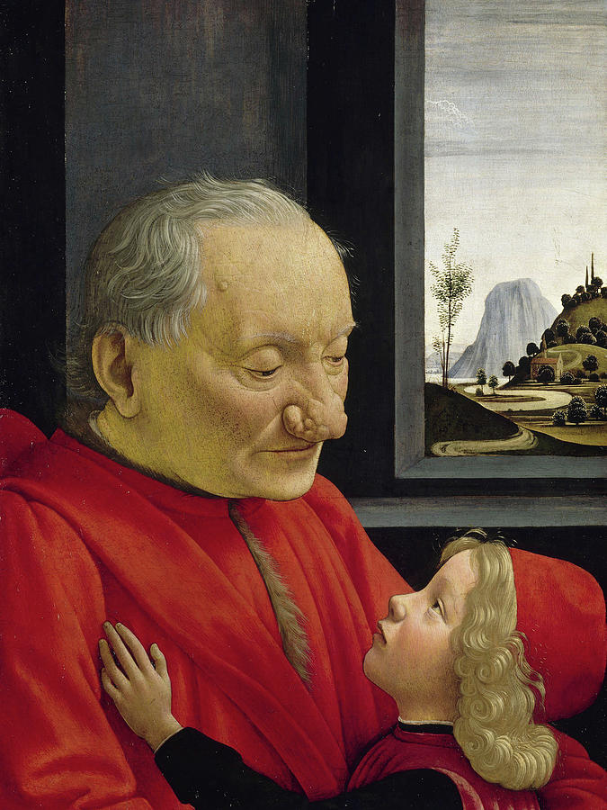 Portrait Painting - An Old Man and his Grandson by Domenico Ghirlandaio