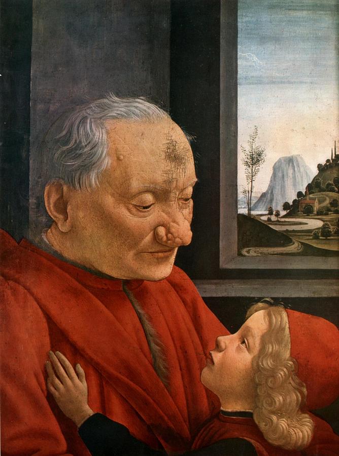 An Old Man and His Grandson  #2 Painting by Domenico Ghirlandaio