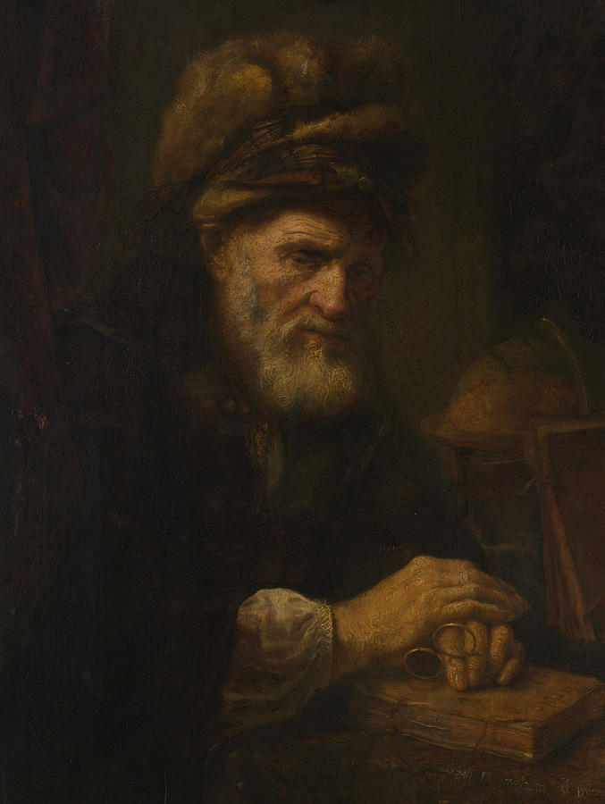 An Old Man in a Fur Cap Painting by Karel van der Pluym
