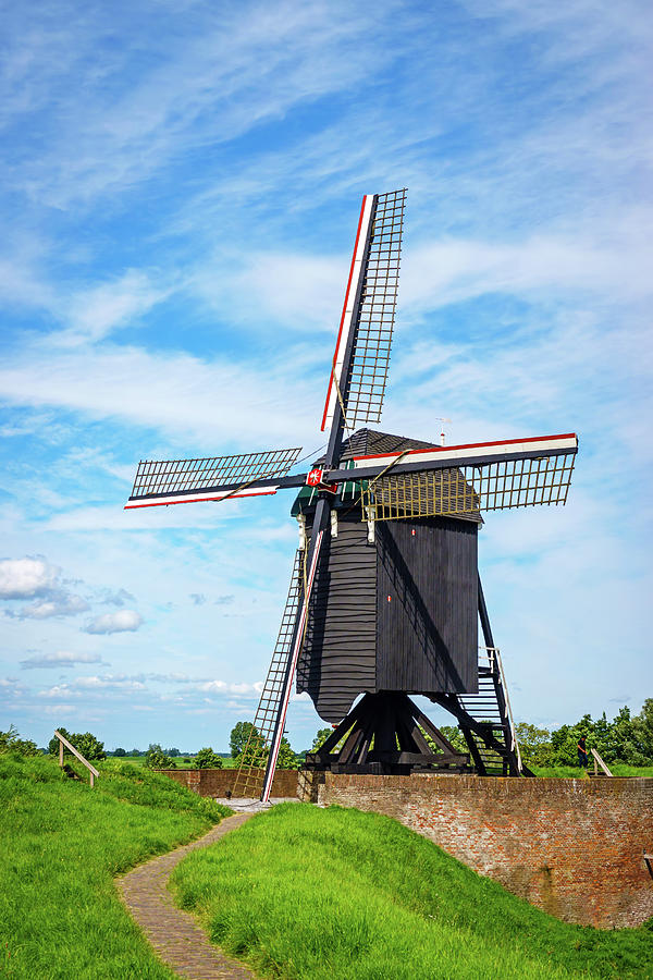 An old, recovered windmill on the northern fortress walls of the old ...