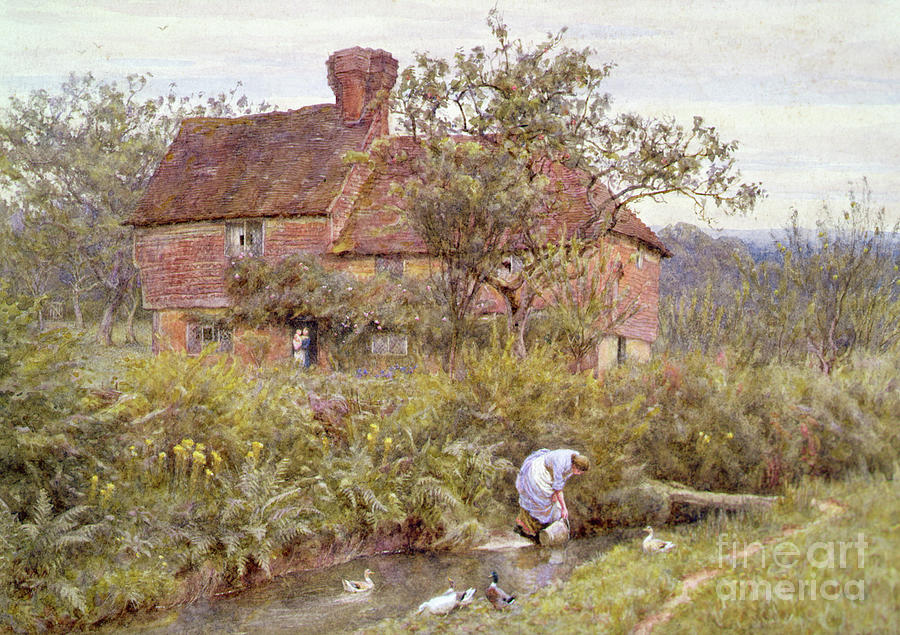 An Old Surrey Cottage by Helen Allingham Painting by Helen Allingham