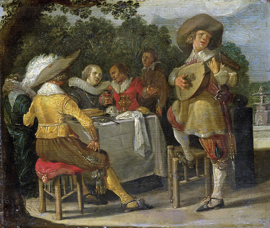 An Outdoor Party Painting by Attributed to Dirck Hals An Outdoor Party Painting by Attributed to Dirck Hals