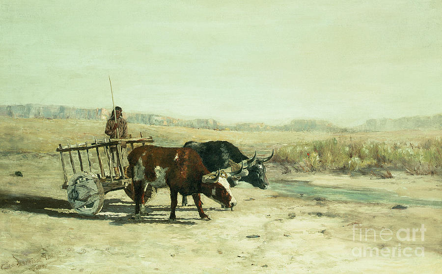 An Ox Cart in New Mexico Painting by Charles Partridge Adams