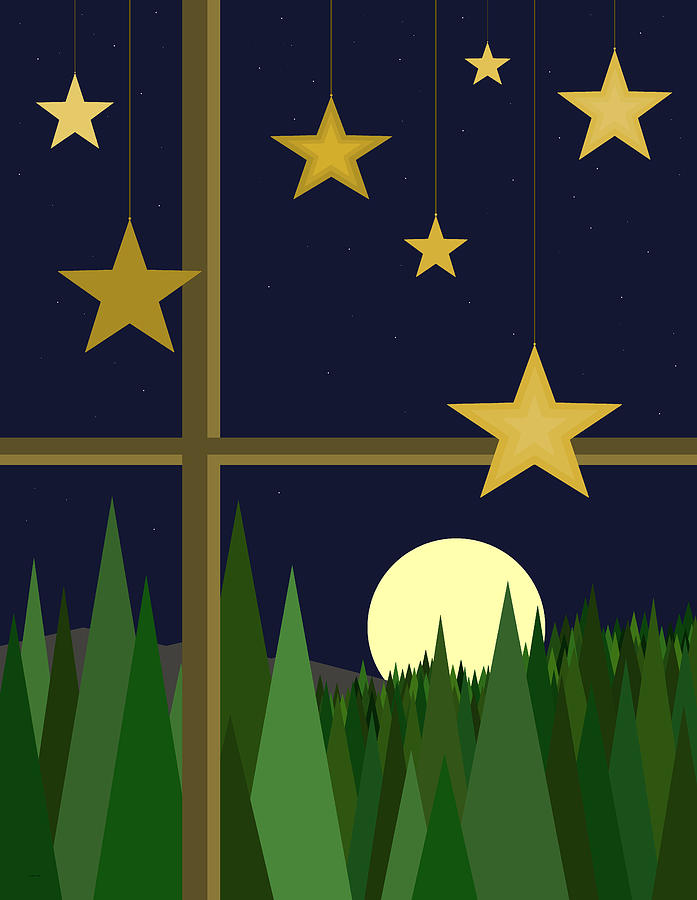 An Untitled Winter Night Window with Stars by Val Arie An Untitled Winter Night Window with Stars by Val Arie